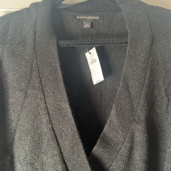 Banana Republic Black Wool Like Wrap Style Dress - Picture 3 of 4